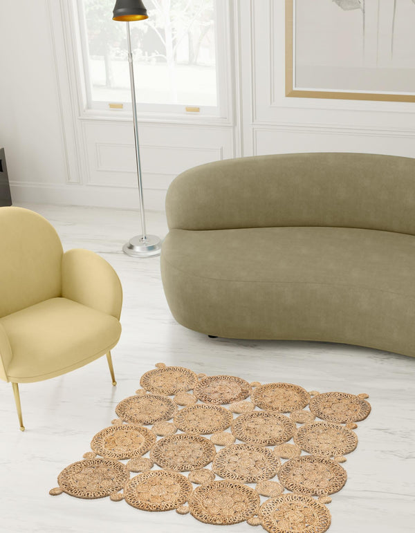 Woven Seaside Jute Collection Area Rug - Whittaker Square Natural lifestyle 20