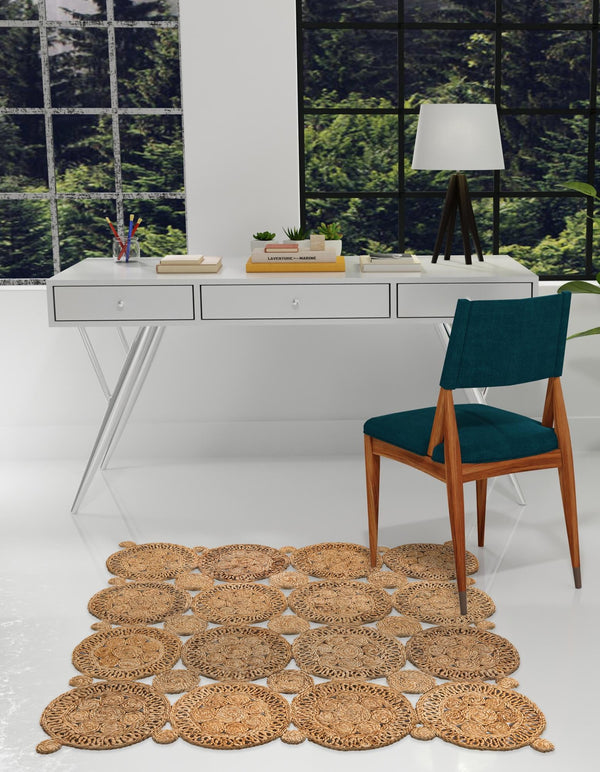 Woven Seaside Jute Collection Area Rug - Whittaker Square Natural lifestyle 22