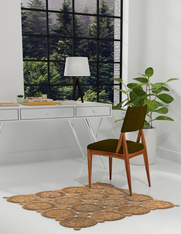 Woven Seaside Jute Collection Area Rug - Whittaker Square Natural lifestyle 25