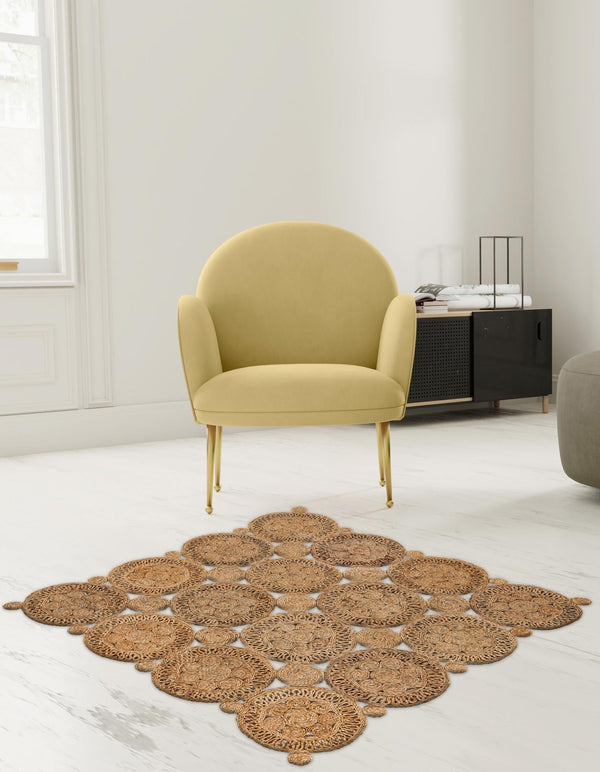 Woven Seaside Jute Collection Area Rug - Whittaker Square Natural lifestyle 27