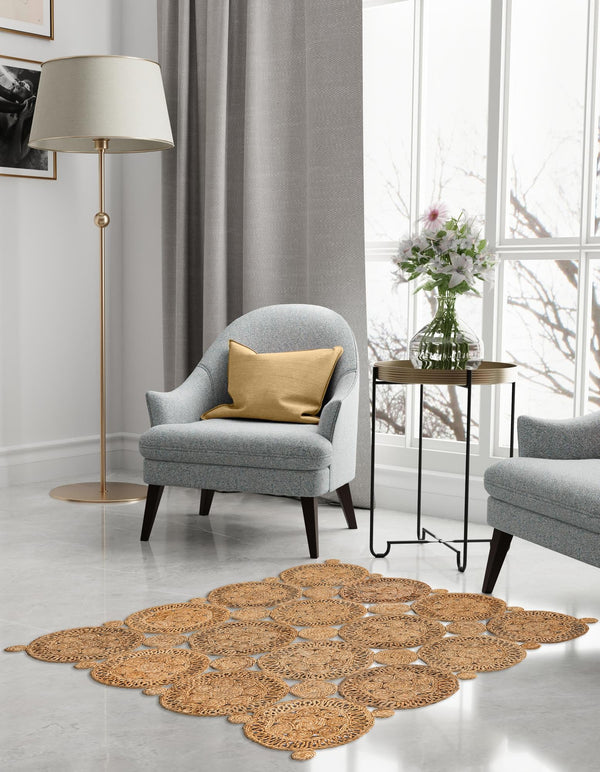 Woven Seaside Jute Collection Area Rug - Whittaker Square Natural lifestyle 28