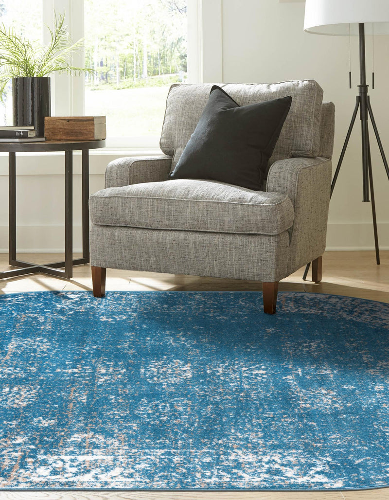 Riviera Elegance Collection Area Rug - Antibes (Blue) Oval Blue lifestyle 2