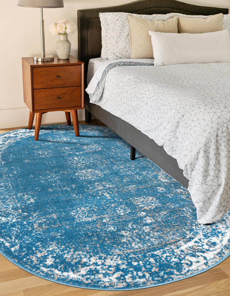 Riviera Elegance Collection Area Rug - Antibes (Blue) Oval Blue lifestyle 9