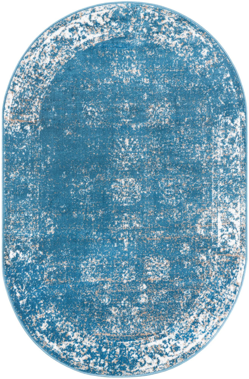 Riviera Elegance Collection Area Rug - Antibes (Blue) Oval Blue Main