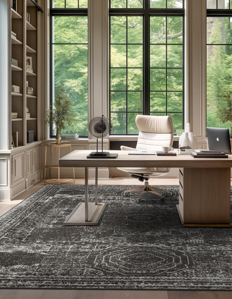 Dover Terrace Collection Area Rug - Lagoon (Dark Gray) Square Dark Gray lifestyle 19