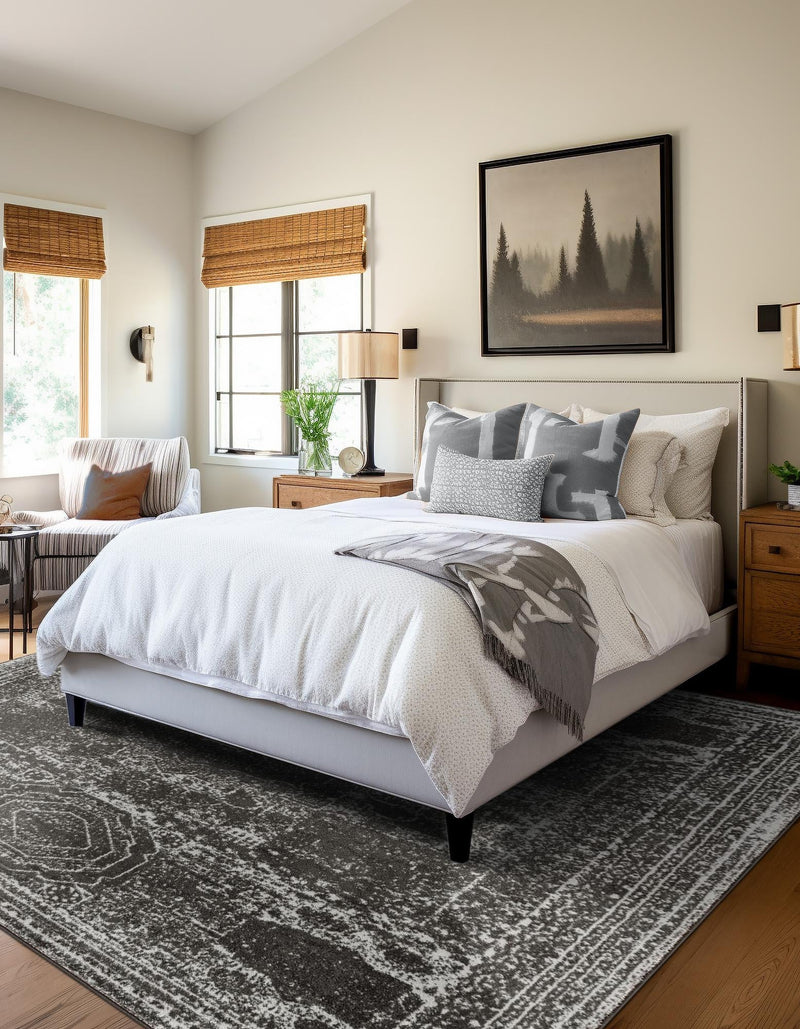 Dover Terrace Collection Area Rug - Lagoon (Dark Gray) Square Dark Gray lifestyle 23
