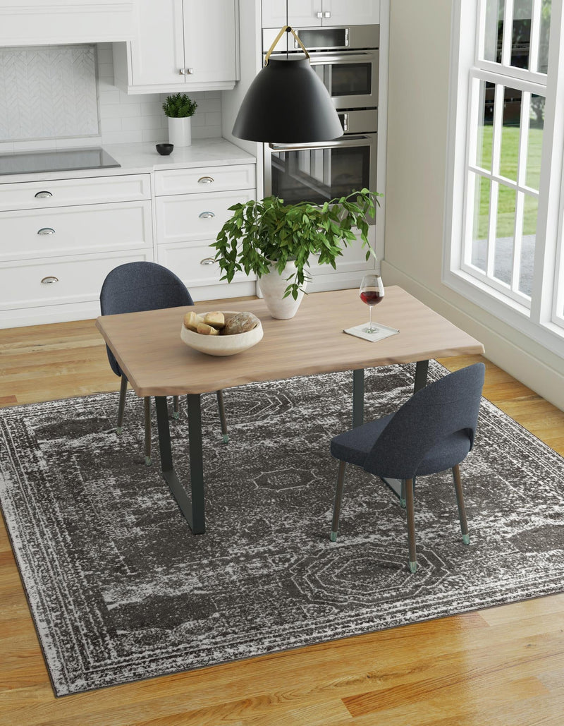 Dover Terrace Collection Area Rug - Lagoon (Dark Gray) Square Dark Gray lifestyle 24