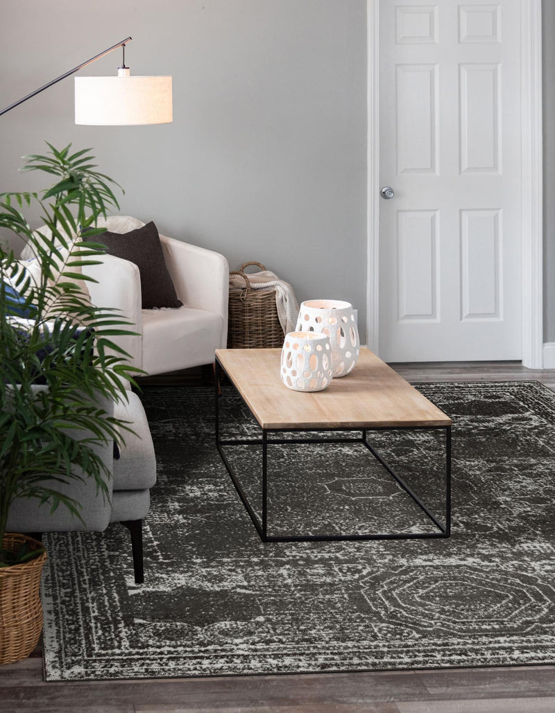 Dover Terrace Collection Area Rug - Lagoon (Dark Gray) Square Dark Gray lifestyle 26