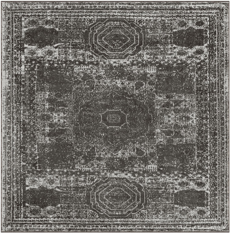 Dover Terrace Collection Area Rug - Lagoon (Dark Gray) Square Dark Gray Main