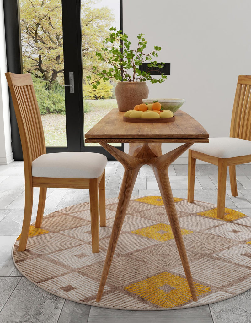 Coastal Haven Collection Area Rug - Anchorage Round Ivory and Yellow lifestyle 65