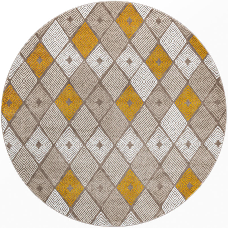 Coastal Haven Collection Area Rug - Anchorage Round Ivory and Yellow lifestyle 45