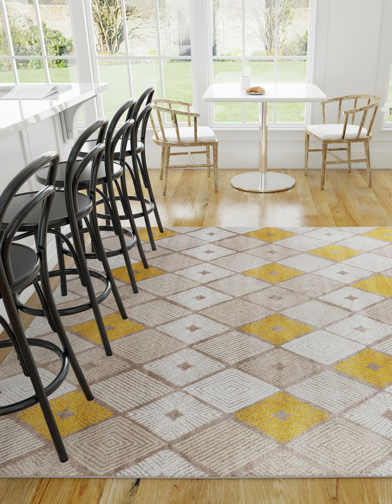 Coastal Haven Collection Area Rug - Anchorage Square Ivory and Yellow lifestyle 70
