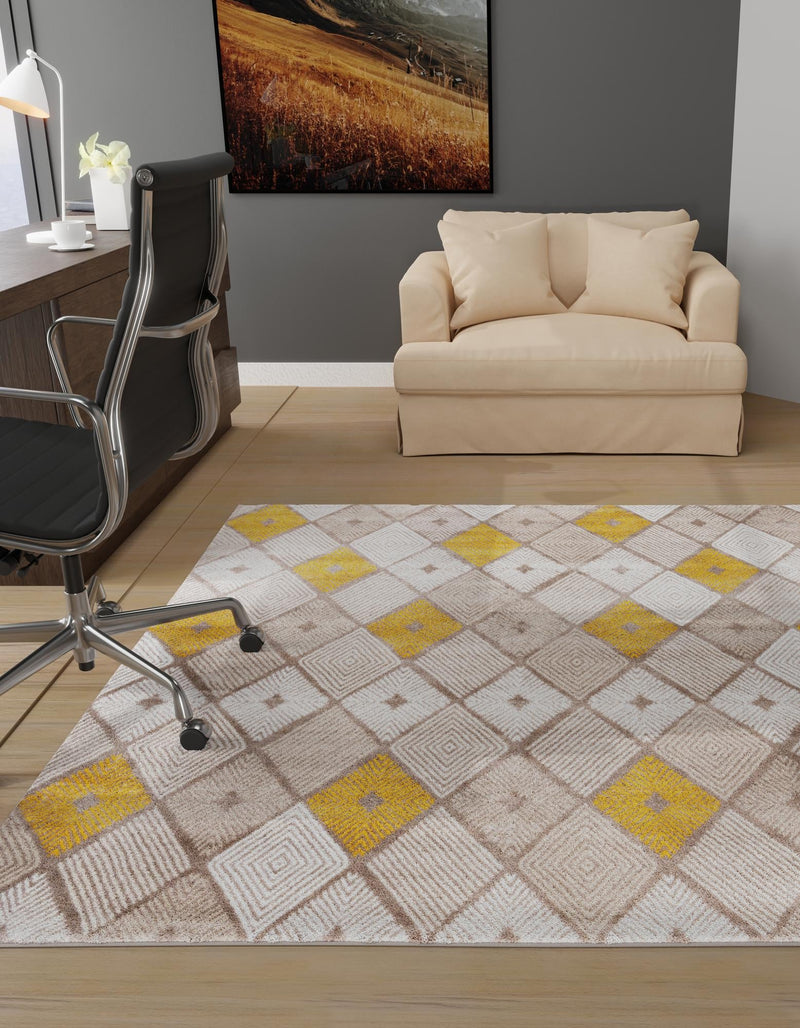 Coastal Haven Collection Area Rug - Anchorage Square Ivory and Yellow lifestyle 74