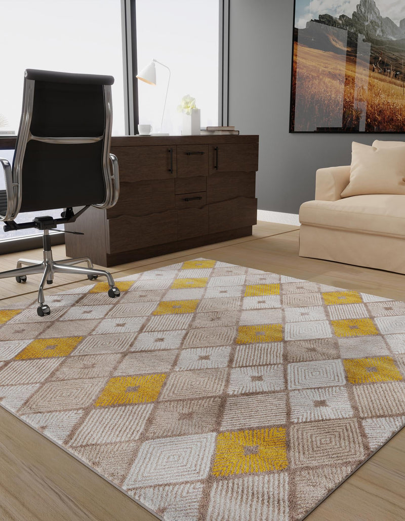 Coastal Haven Collection Area Rug - Anchorage Square Ivory and Yellow lifestyle 78