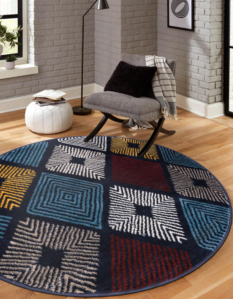 Coastal Haven Collection Area Rug - Anchorage Round Multi lifestyle 59