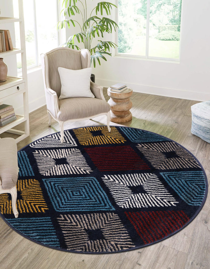 Coastal Haven Collection Area Rug - Anchorage Round Multi lifestyle 71