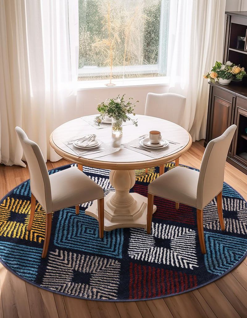 Coastal Haven Collection Area Rug - Anchorage Round Multi lifestyle 95