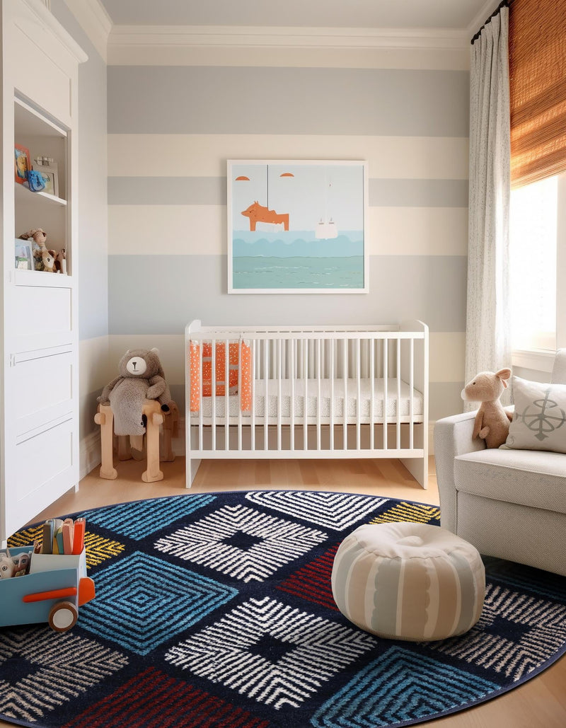 Coastal Haven Collection Area Rug - Anchorage Round Multi lifestyle 101