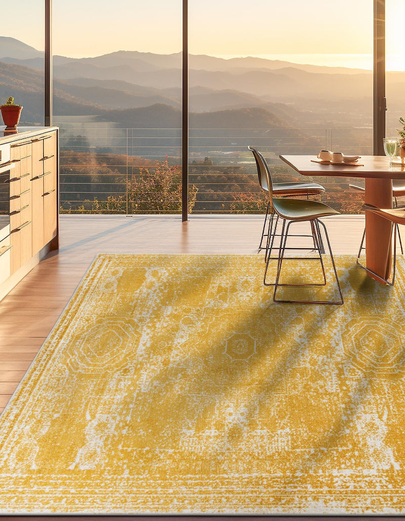 Dover Terrace Collection Area Rug - Lagoon (Yellow) Square Yellow lifestyle 0