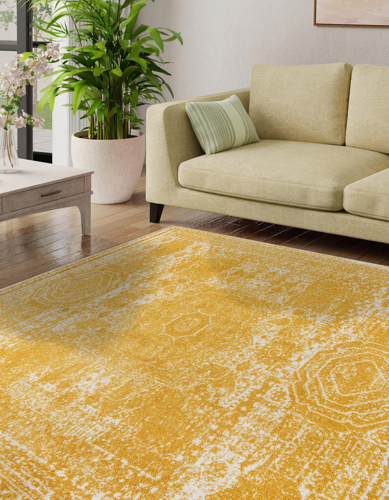 Dover Terrace Collection Area Rug - Lagoon (Yellow) Square Yellow lifestyle 2