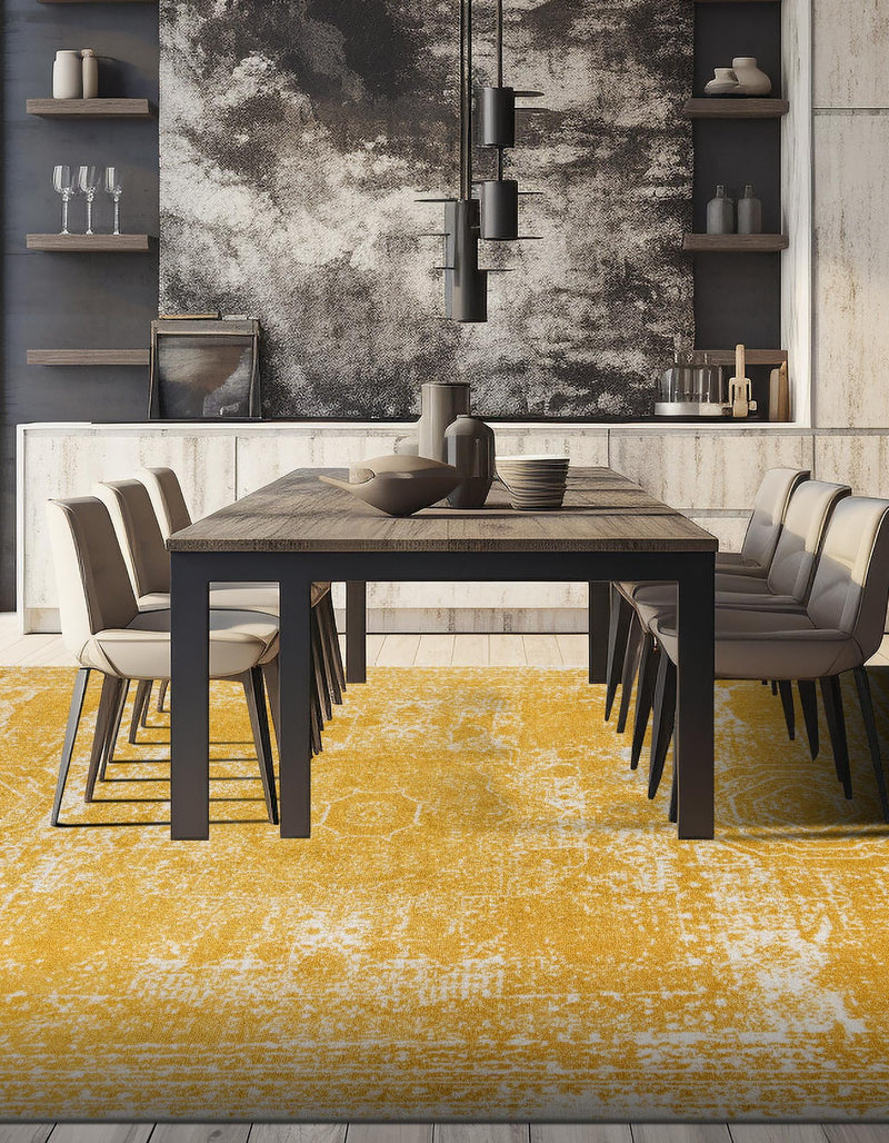 Dover Terrace Collection Area Rug - Lagoon (Yellow) Square Yellow lifestyle 8