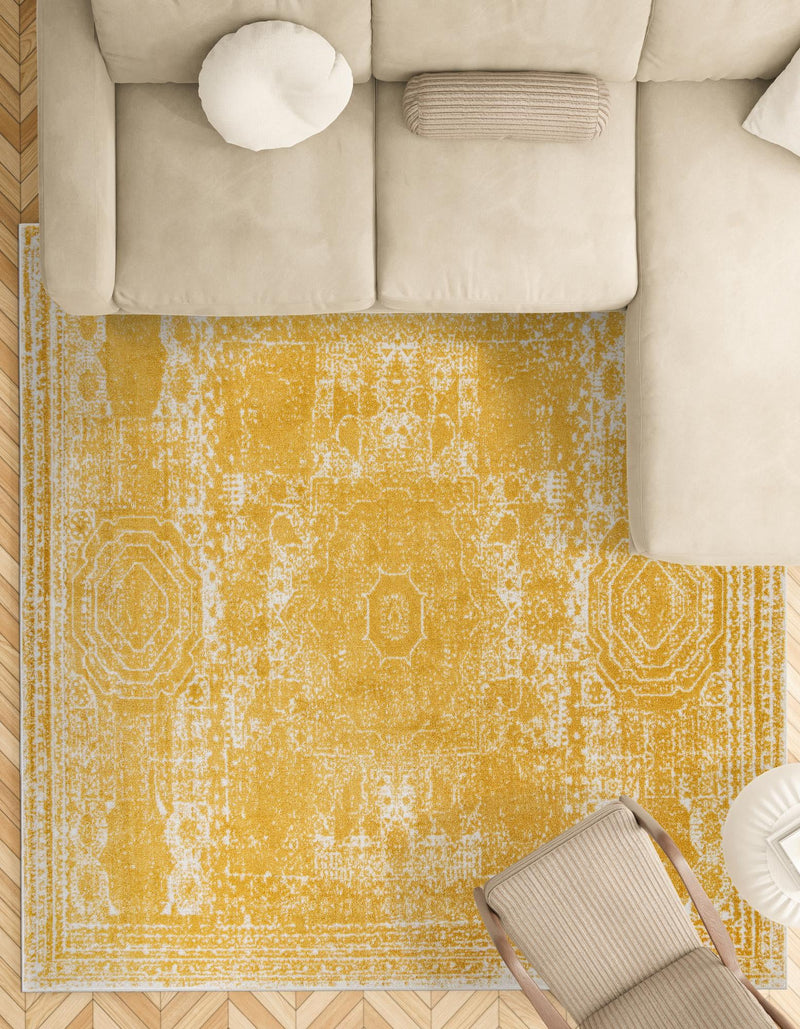 Dover Terrace Collection Area Rug - Lagoon (Yellow) Square Yellow lifestyle 10