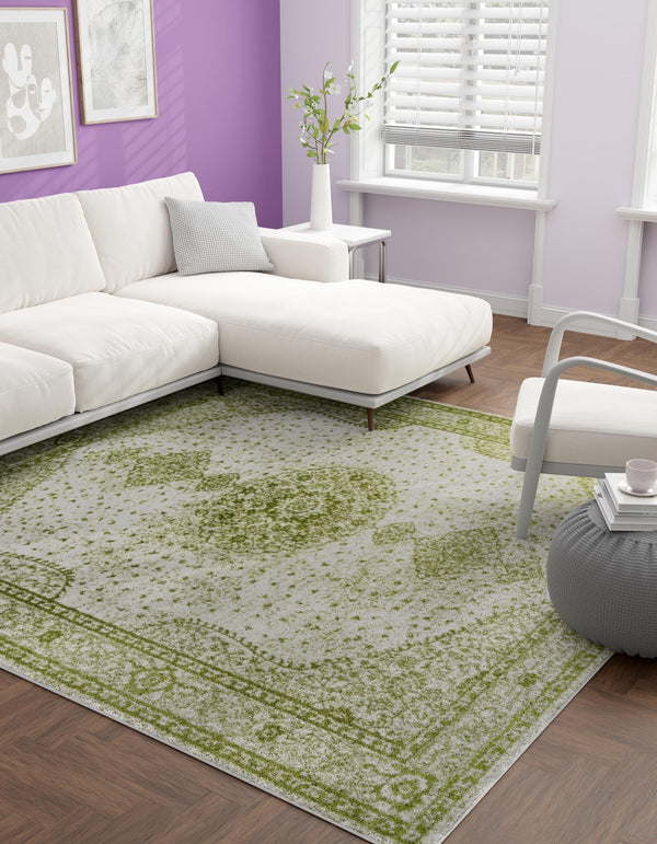 Dover Terrace Collection Area Rug - Marina (Green) Square Green lifestyle 0