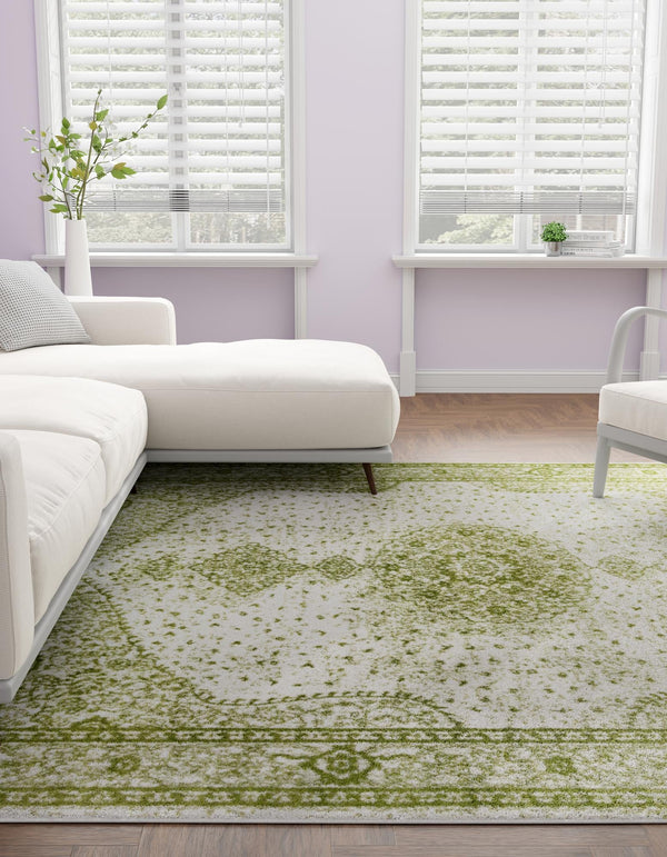 Dover Terrace Collection Area Rug - Marina (Green) Square Green lifestyle 2