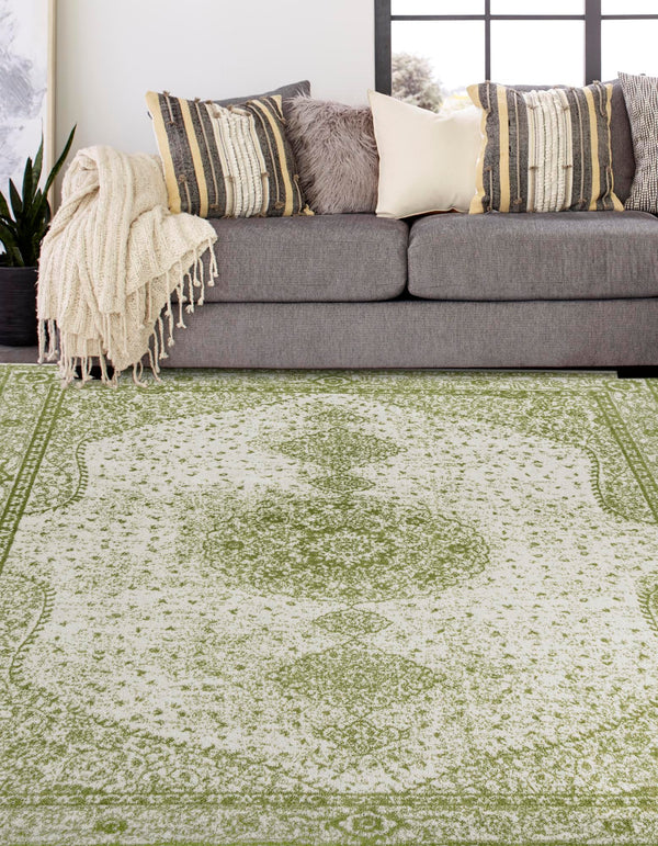 Dover Terrace Collection Area Rug - Marina (Green) Square Green lifestyle 28