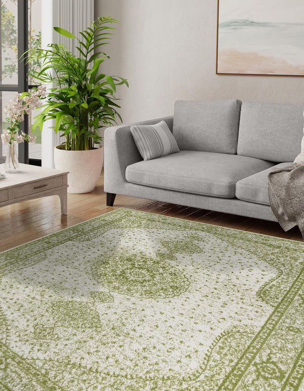 Dover Terrace Collection Area Rug - Marina (Green) Square Green lifestyle 38