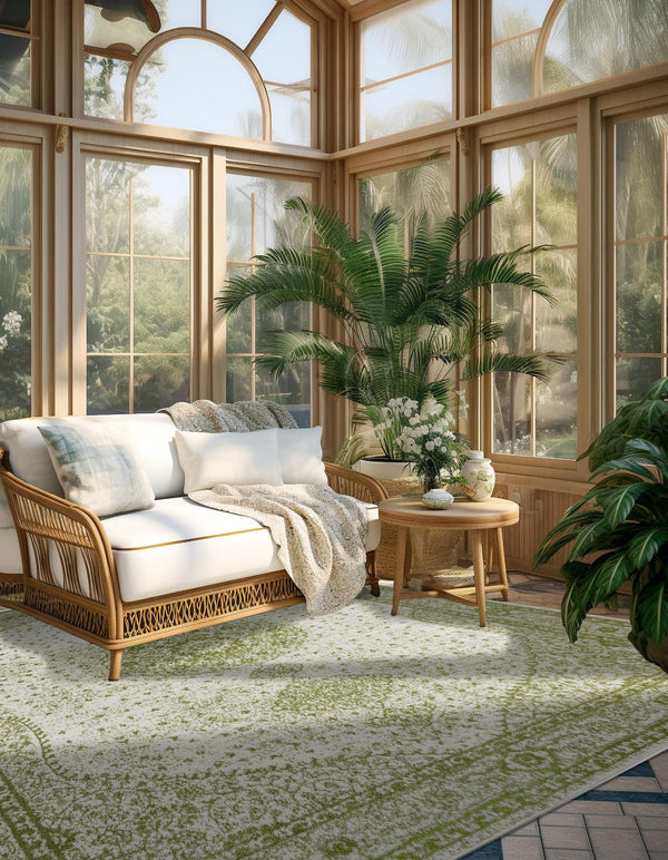 Dover Terrace Collection Area Rug - Marina (Green) Square Green lifestyle 40