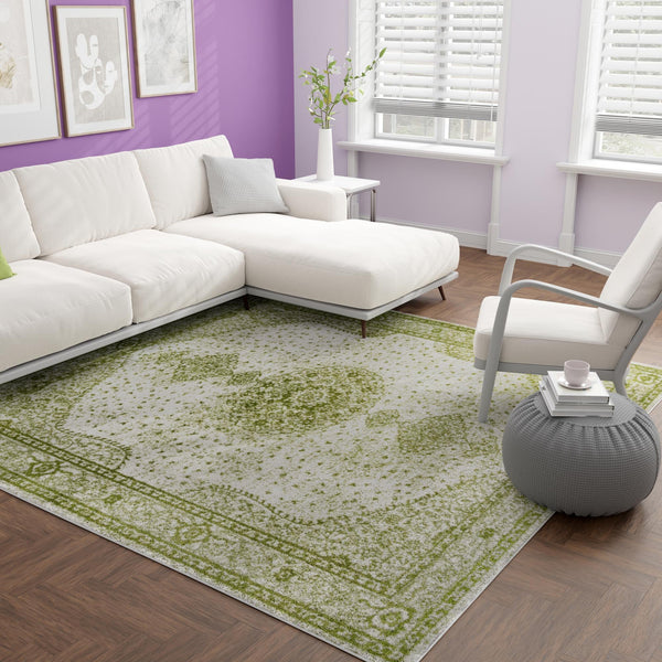 Dover Terrace Collection Area Rug - Marina (Green) Square Green lifestyle 19