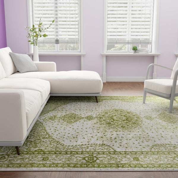 Dover Terrace Collection Area Rug - Marina (Green) Square Green lifestyle 20