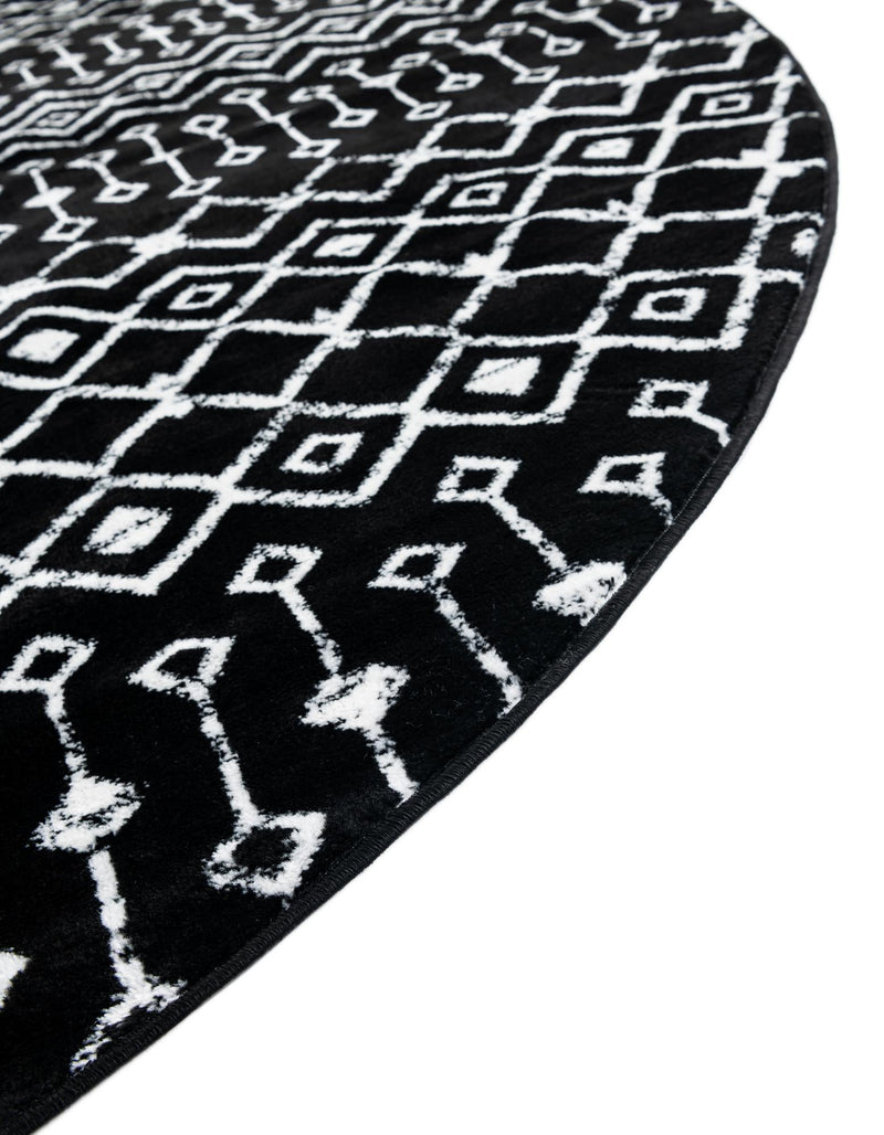 Marrakech Lattice Collection Area Rug - Medina (Black) Round Black lifestyle 13