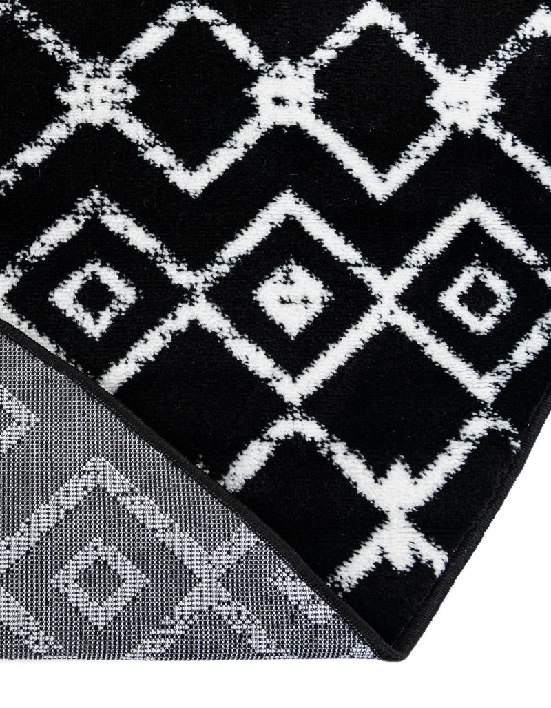 Marrakech Lattice Collection Area Rug - Medina (Black) Round Black lifestyle 15