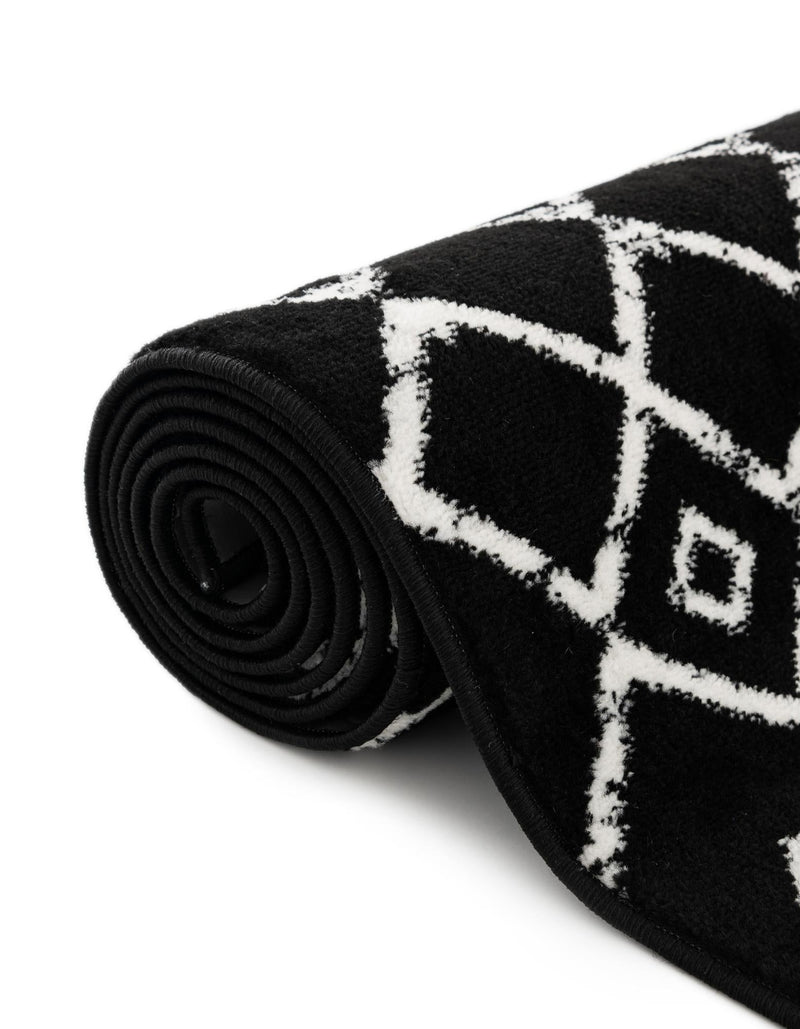 Marrakech Lattice Collection Area Rug - Medina (Black) Round Black lifestyle 18