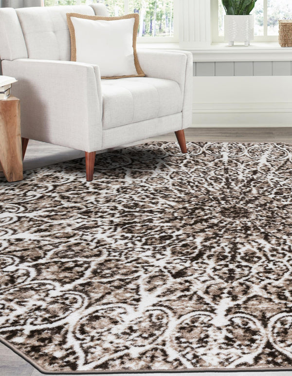 Riviera Elegance Collection Area Rug - Eze Octagon Brown lifestyle 9
