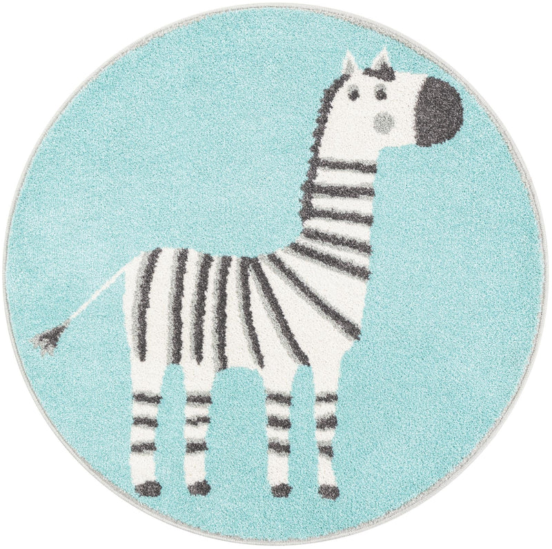 Playful Patterns Collection Area Rug - Vibrant Round Teal lifestyle 18