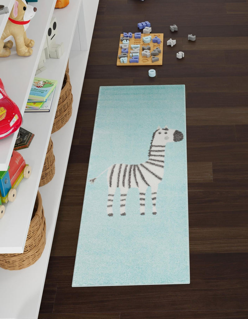 Playful Patterns Collection Area Rug - Vibrant Runner Teal lifestyle 21