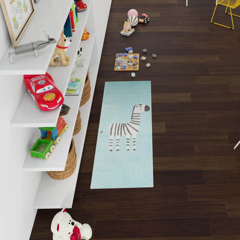 Playful Patterns Collection Area Rug - Vibrant Runner Teal lifestyle 47