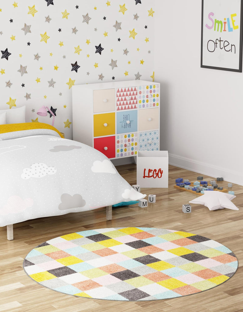Playful Patterns Collection Area Rug - Mythic Round Multi lifestyle 22
