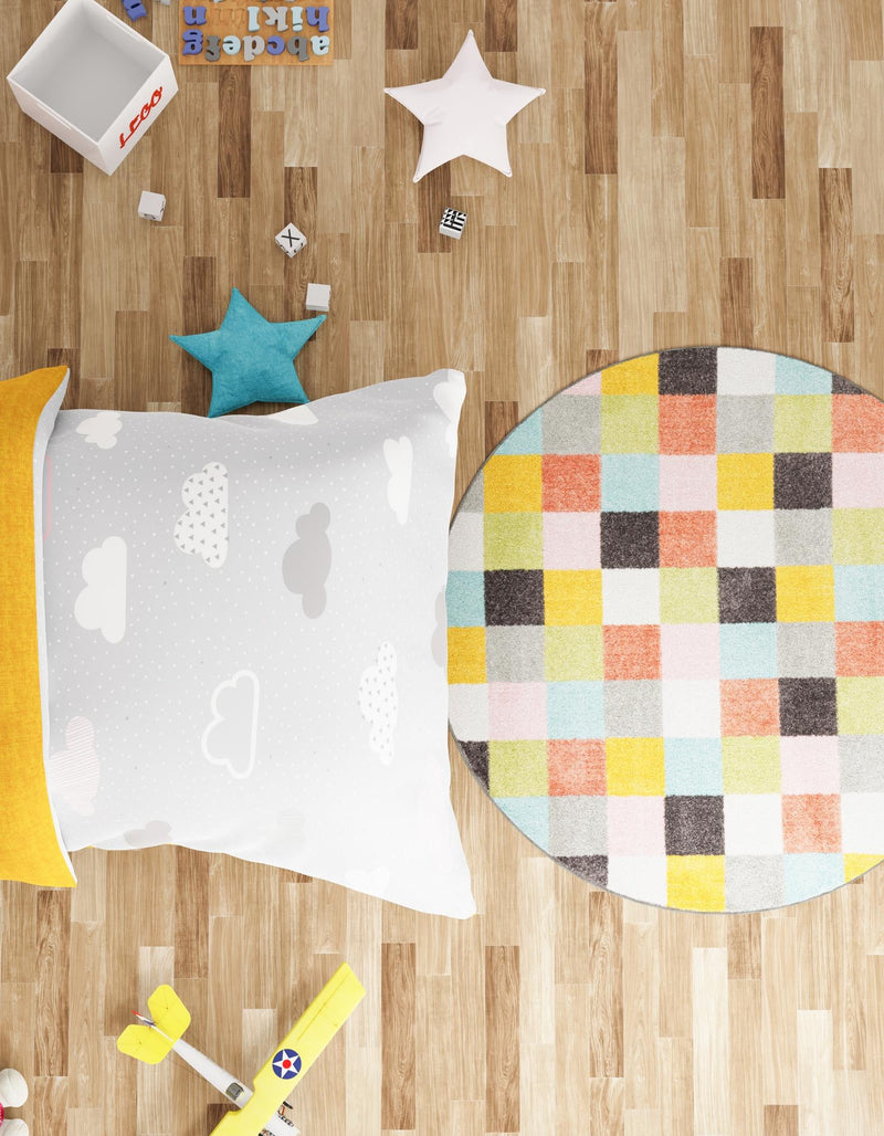 Playful Patterns Collection Area Rug - Mythic Round Multi lifestyle 24