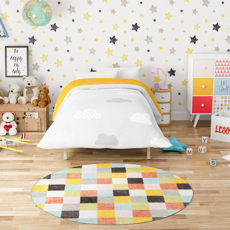 Playful Patterns Collection Area Rug - Mythic Round Multi lifestyle 46