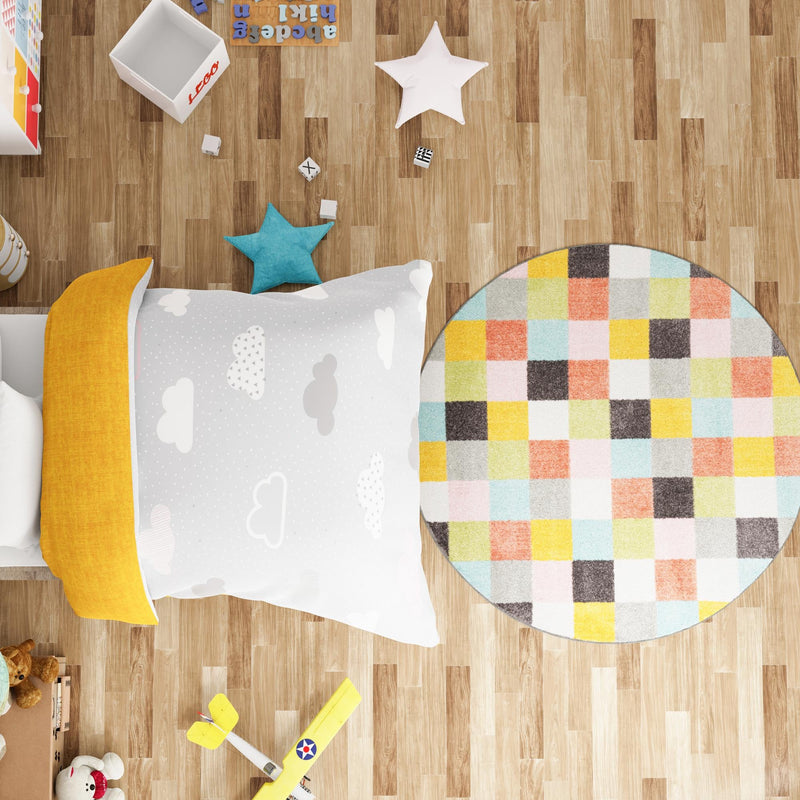 Playful Patterns Collection Area Rug - Mythic Round Multi lifestyle 50