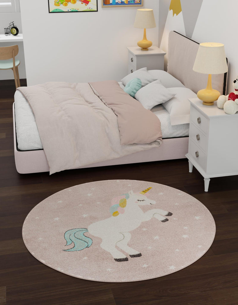 Playful Patterns Collection Area Rug - Tangle Round Pink lifestyle 20