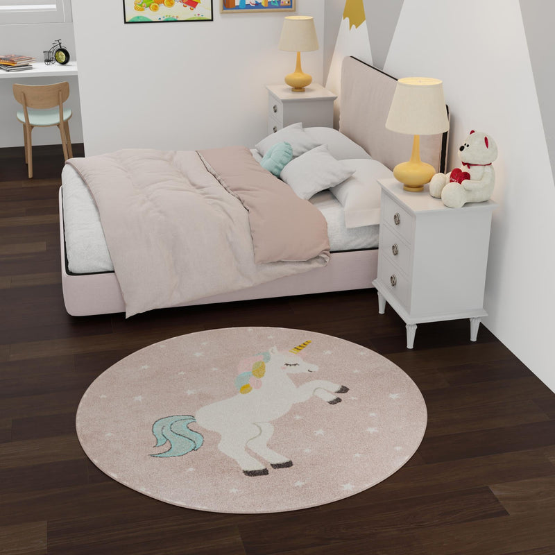 Playful Patterns Collection Area Rug - Tangle Round Pink lifestyle 46
