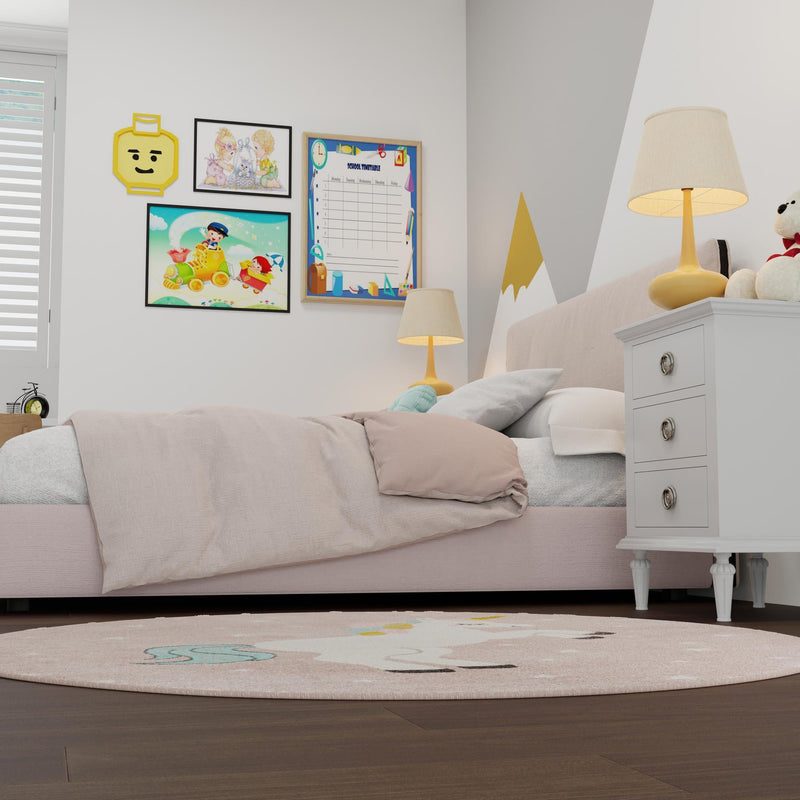 Playful Patterns Collection Area Rug - Tangle Round Pink lifestyle 48