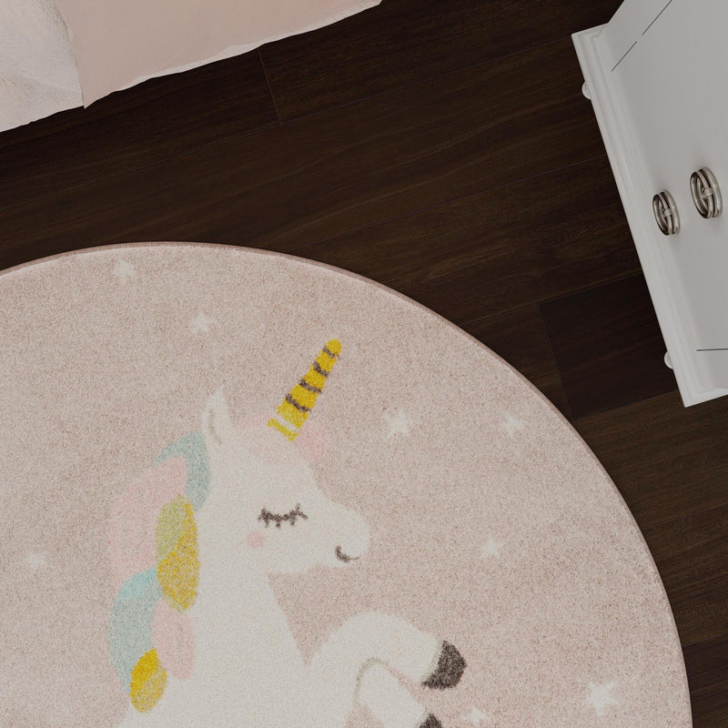 Playful Patterns Collection Area Rug - Tangle Round Pink lifestyle 50
