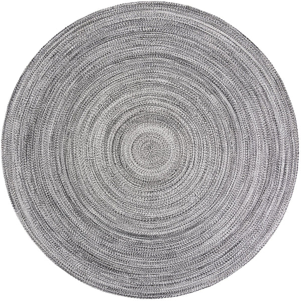Sustainable Strands Indoor-Outdoor Oasis Collection Area Rug - Sandbar (Black and White) Round Black and White lifestyle 22