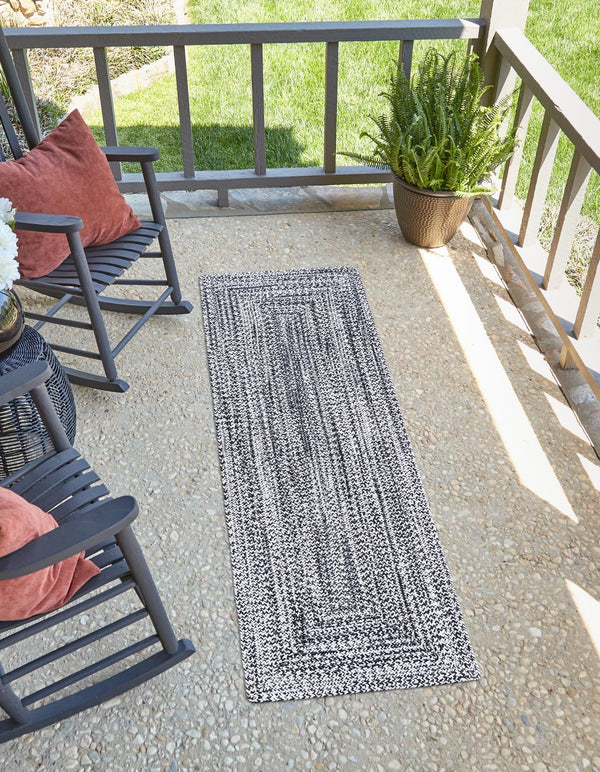 Sustainable Strands Indoor-Outdoor Oasis Collection Area Rug - Sandbar (Black and White) Runner Black and White lifestyle 25
